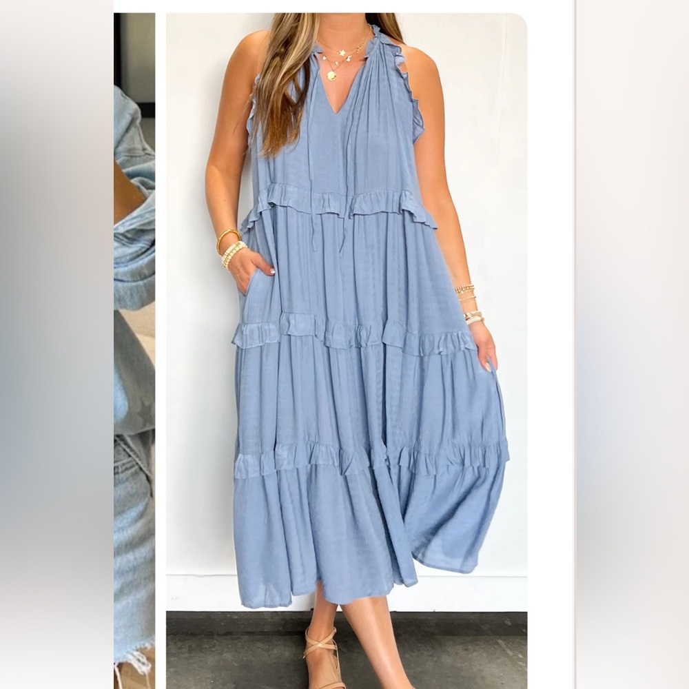 Mockingbird Midi Dress | Steel Blue - L Shop Talulah